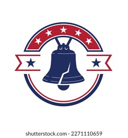 liberty bell logo vector, simple flat design.