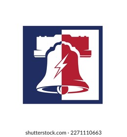 liberty bell logo vector, simple flat design.