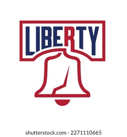 liberty bell logo vector, simple flat design.