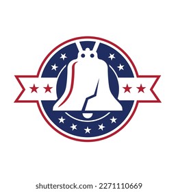 liberty bell logo vector, simple flat design.