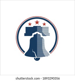 liberty bell minimalist flat logo design