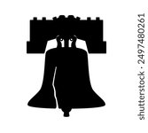 Liberty bell silhouette icon. Clipart image isolated on white background