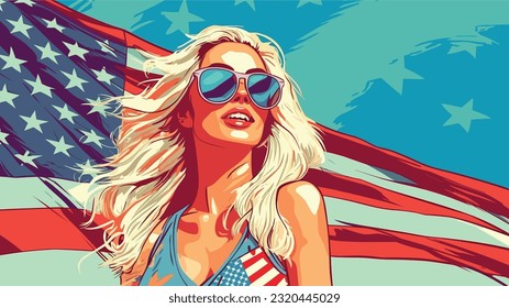 Liberty Burst: A Patriotic Celebration in Pop Art Vector Style