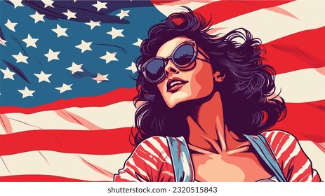 Liberty Burst: A Patriotic Celebration in Pop Art Vector Style