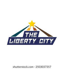 the liberty city landscape sign vector illustration template design