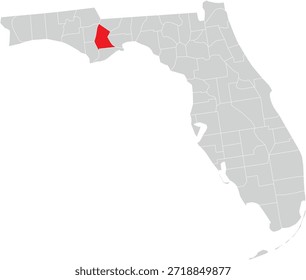 Liberty County auf der Karte von Florida State Editable Vector