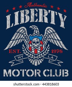 Liberty eagle motor club t-shirt graphic