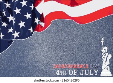 liberty with flag independence day 4th of July with blue textured background illustration