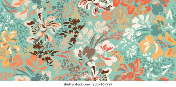 liberty floral pattern design with cute little flowers for textile, decoration and mask decoration