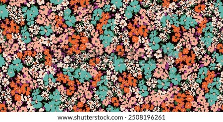 liberty floral pattern design with cute little flowers for textile, decoration
