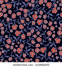 Liberty flower Pattern with Blue marine background. Ready to print and repeat. Vector and all over design