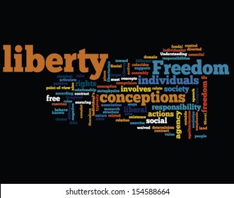 Liberty freedom concept. Tag cloud