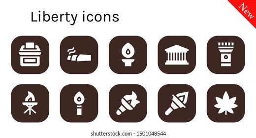 liberty icon set. 10 filled liberty icons.  Simple modern icons about  - Vote, Marijuana, Torch, Pantheon