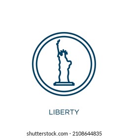 icono de la libertad. Icono de contorno de libertad lineal delgado aislado en fondo blanco. Signo de libertad vectorial de línea, símbolo para web y móvil