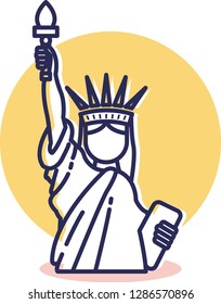 Liberty Icon - Travel and Destination with Outline Style