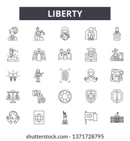 Liberty line icons, signs set, vector. Liberty outline concept, illustration: liberty,usa,freedom,statue,monument,america