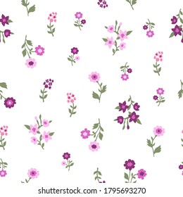 Liberty print on white background. Seamless vector pattern. Vintage print with small inflorescences. Retro textile collection.