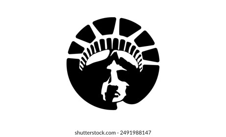 Liberty Statue, black isolated silhouette