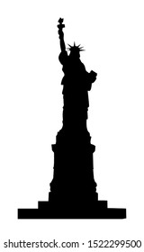 Liberty Statue Black Vector Illustration Silhouette Isolated on White Background 