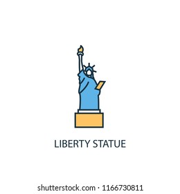 Liberty statue concept 2 colored line icon. Simple yellow and blue element illustration. Liberty statue concept outline symbol design from USA set