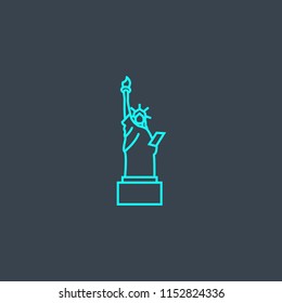 Liberty statue concept blue line icon. Simple thin element on dark background. Liberty statue concept outline symbol design from USA set. Can be used for web and mobile UI/UX