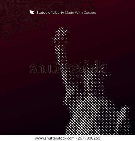 Liberty statue design made with white cursors on a dark background
