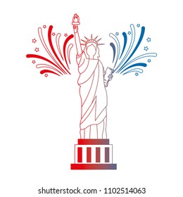 liberty statue with fireworks