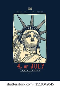 liberty statue fourth of july vintage typography poster for american independence day