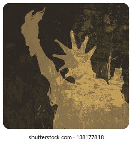 Liberty statue grunge illustration. Vector
