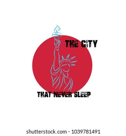 liberty statue grunge illustration.grunge design style, designed for apparel print