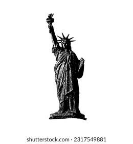 liberty statue hand drawing vector isolated on white background.