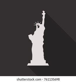 Liberty Statue Icon Illustration in flat style with shadow