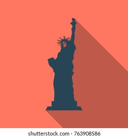 Liberty Statue Icon Illustration in flat style with shadow