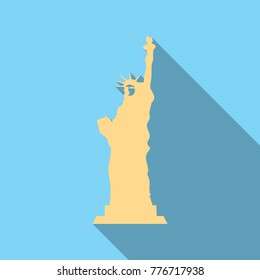 Liberty Statue Icon Illustration in flat style with shadow