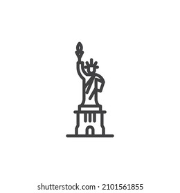 Liberty statue line icon. linear style sign for mobile concept and web design. Statue of freedom outline vector icon. Symbol, logo illustration. Vector graphics