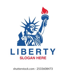 Ilustración vectorial del símbolo del diseño del logotipo de la estatua de la libertad