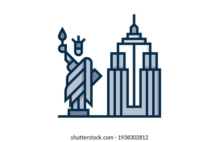 Liberty statue new york line icon sign vector image