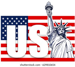 Liberty Statue, NYC, USA symbol, USA flag