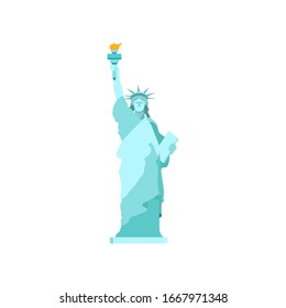 liberty statue on white background. Flat style.