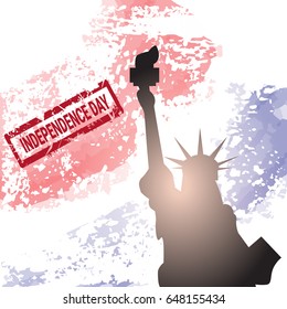 Liberty Statue Over United States Flag Independence Day Holiday 4 July Banner Vector Illustration