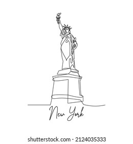 estatua de la libertad de los estados unidos en el trazado continuo de líneas