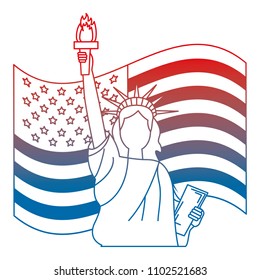 liberty statue with usa flag