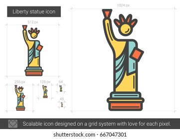 Liberty statue vector line icon isolated white background  Liberty statue line icon for infographic  website app  Scalable icon designed grid system 