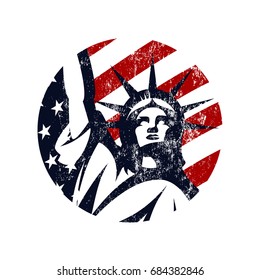 Liberty Statue vector logo concept isolated on white background. USA street wear superior sport modern badge design. Premium quality United States of America emblem t-shirt tee print illustration.