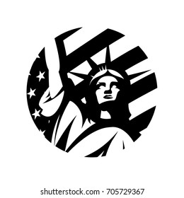 Liberty Statue vector logo concept isolated on white background. USA street wear superior sport modern badge design. Premium quality United States of America emblem t-shirt tee print illustration.