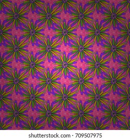 Liberty style. Millefleurs. Simple cute vector pattern in small-scale flowers. Floral seamless green, purple and brown background for textile, book covers, manufacturing, wallpapers, print, gift wrap.
