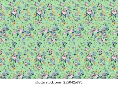 Liberty style millefleurs. Trendy floral design