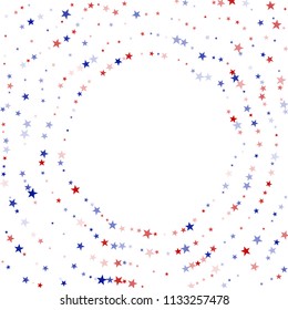 Liberty Symbolic Stars Confetti. 4th of July Pattern Design. United States Texture. Flyer, Cover Print Design Background.