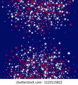 Liberty Symbolic Stars Confetti. USA Concept Poster Pattern Design. United States Texture. Screen, Cover Print Design Background.