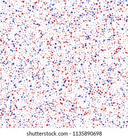 Liberty Symbolic Stars Confetti. USA Festival Flyer Pattern Design. Liberty Patriotic Texture. Poster, Advertising Print Design Background.